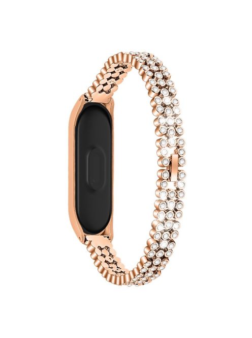 Rhinestone Decor Stainless Steel Smart Watch Band for Xiaomi Mi Band 5 - Gold