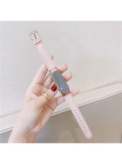 Shell Texture Genuine Leather Watch Strap for Xiaomi Mi Band 5 - Pink