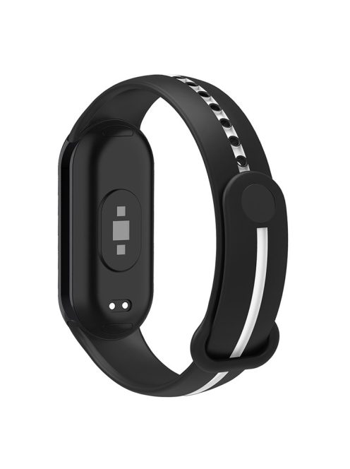 Soft Silicone Watch Band for Xiaomi Mi Band 9 NFC / Mi Band 9 / Smart Band 8 NFC / Smart Band 8 Bi-Color Wrist Strap with Buckle - Black / White