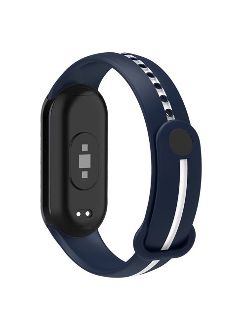 Soft Silicone Watch Band for Xiaomi Mi Band 9 NFC / Mi Band 9 / Smart Band 8 NFC / Smart Band 8 Bi-Color Wrist Strap with Buckle - Blue / White