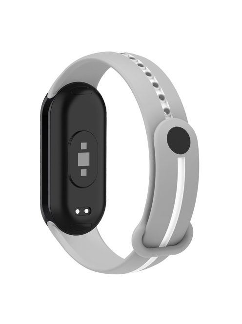 Soft Silicone Watch Band for Xiaomi Mi Band 9 NFC / Mi Band 9 / Smart Band 8 NFC / Smart Band 8 Bi-Color Wrist Strap with Buckle - Grey / White