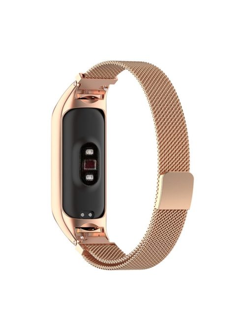 Stainless Steel Smartwatch Strap Replacement Milanese Wrist Band for Xiaomi Mi Band 5/6 - Rose Gold