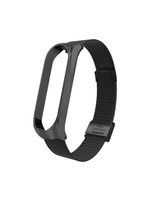 Stainless Steel Wrist Strap for Xiaomi Mi Band 5/5 NFC, Replacement Clasp Watchband - Black