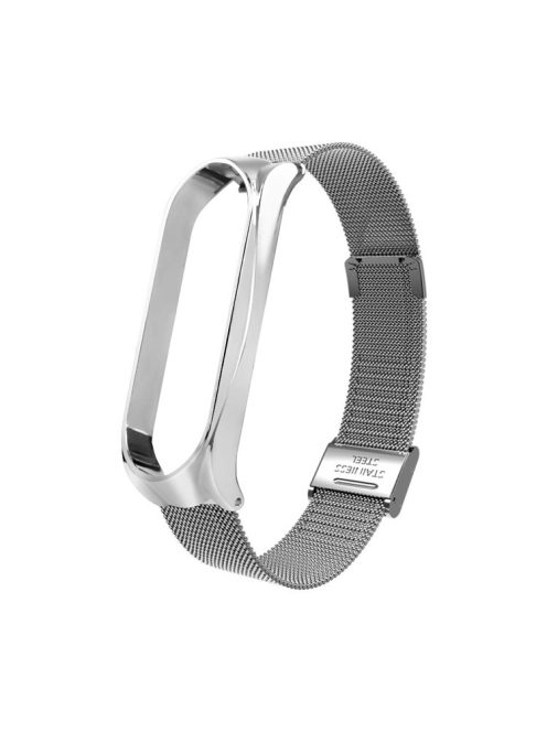 Stainless Steel Wrist Strap for Xiaomi Mi Band 5/5 NFC, Replacement Clasp Watchband - Silver