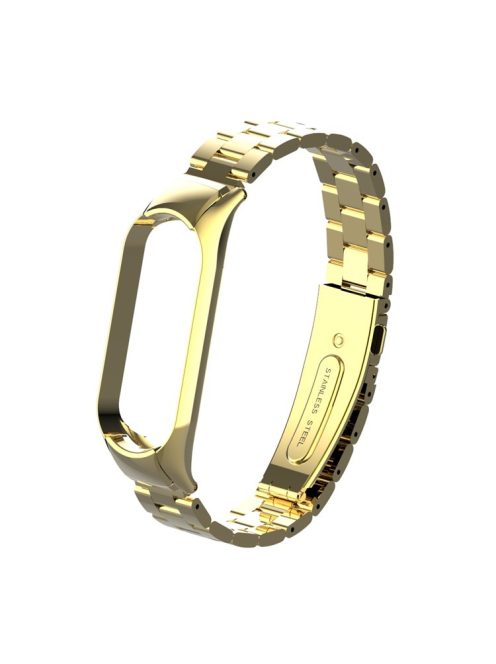 Three Beads Stainless Steel Watch Strap Replacement Band for Xiaomi Mi Band 5 - Gold