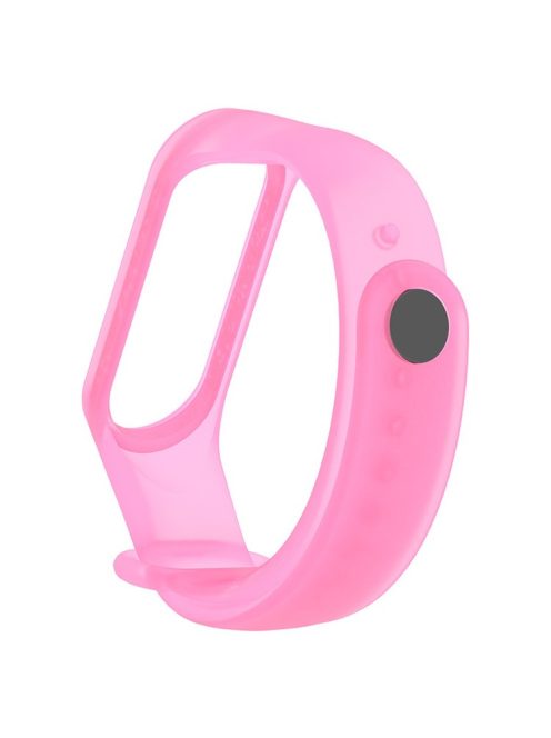 Translucent Silicone Smart Watch Strap Replacement Watchband for Xiaomi Mi Band 3/4 - Transparent Pink