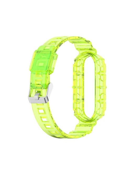 Transparent TPU Watchband Strap Integrated Wristband Replacement for Xiaomi Band 5/6 - Fluorescent Green