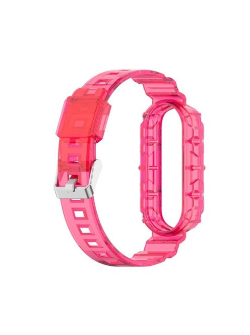 Transparent TPU Watchband Strap Integrated Wristband Replacement for Xiaomi Band 5/6 - Rose