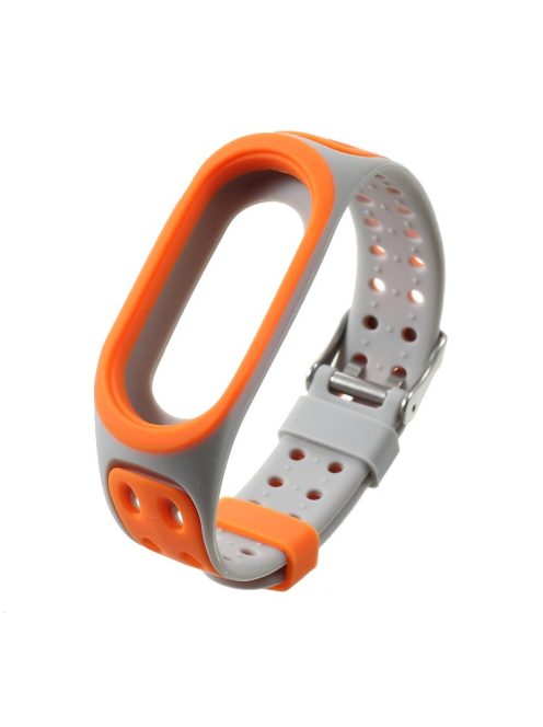 Two-color Silicone Watch Band Strap for Xiaomi Mi Smart Band 4 / Mi Band 3 - Orange / Grey