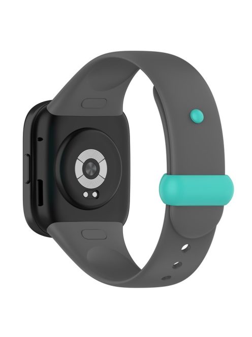 Watch Band for Xiaomi Redmi Watch 3 Soft Silicone Strap with Button Buckle - Dark Grey / Cyan