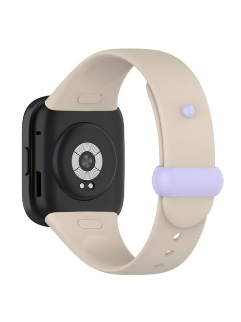 Watch Band for Xiaomi Redmi Watch 3 Soft Silicone Strap with Button Buckle - Ivory White / Liight Purple