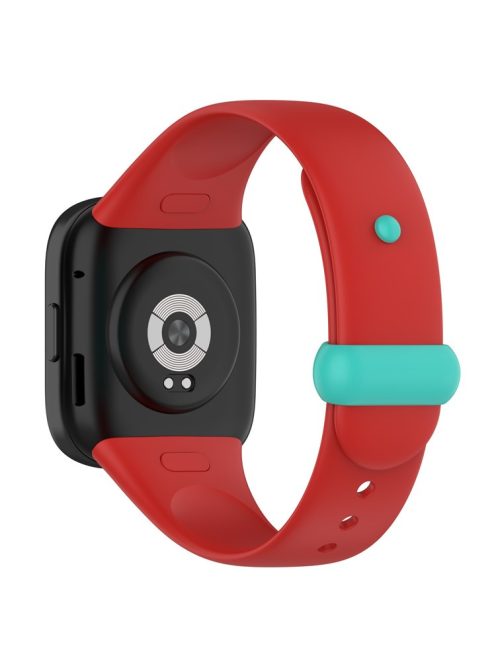 Watch Band for Xiaomi Redmi Watch 3 Soft Silicone Strap with Button Buckle - Red / Cyan