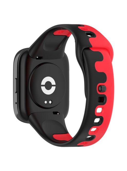 Watch Strap for Xiaomi Redmi Watch 3 Lite / Watch 3 Active Double Color Splicing Replacement Silicone Watchband - Black+Red