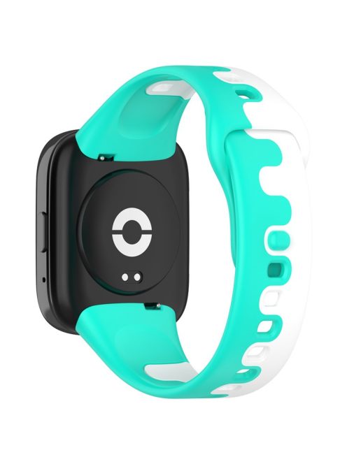 Watch Strap for Xiaomi Redmi Watch 3 Lite / Watch 3 Active Double Color Splicing Replacement Silicone Watchband - Cyan+White