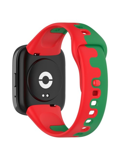 Watch Strap for Xiaomi Redmi Watch 3 Lite / Watch 3 Active Double Color Splicing Replacement Silicone Watchband - Red+Green