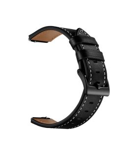   16mm Top Layer Cowhide Leather Watch Band Strap for Huawei TalkBand B3/B6 - Black