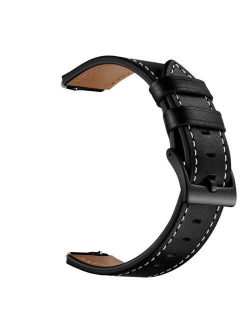 16mm Top Layer Cowhide Leather Watch Band Strap for Huawei TalkBand B3/B6 - Black