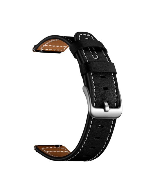 18mm Genuine Leather U Shape Head Watch Band for Huawei TalkBand B5/B3 Active/B2 Active - Black