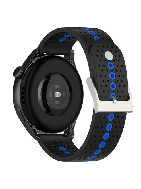 20mm Bi-color Silicone Watch Strap Wristband for Huawei Watch GT3 42mm/Samsung Galaxy Watch 42mm - Black/Blue