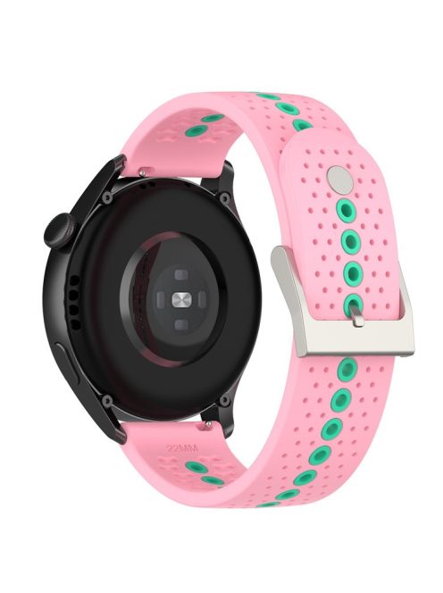 20mm Bi-color Silicone Watch Strap Wristband for Huawei Watch GT3 42mm/Samsung Galaxy Watch 42mm - Pink/Teal