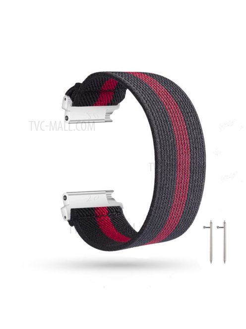 20mm Color Matching Nylon Watch Band for Samsung Galaxy Watch4 Classic 46mm 42mm/Watch4 44mm 40mm/Huawei GT 2 42mm/Huami Amazfit Watch Youth Edition - Black/Red