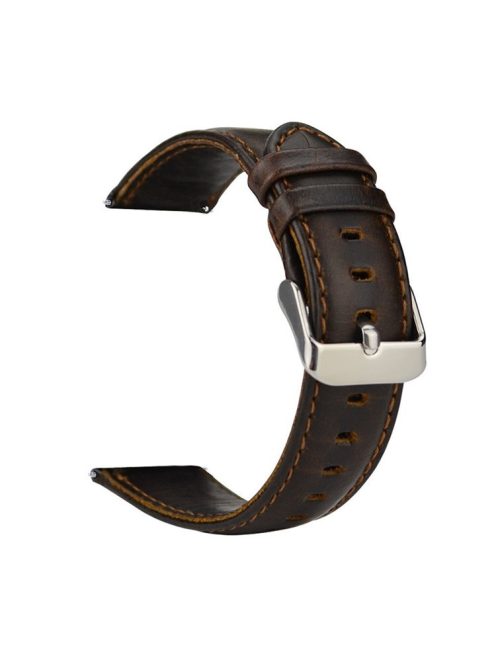 20mm Crazy Horse Genuine Leather Watch Strap for Samsung Galaxy Watch4 Classic 46mm 42mm/Watch4 44mm 40mm/Huawei Watch 2 - Coffee