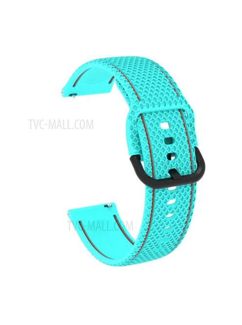 20mm Dual-Color Stitching Line Silicone Watchband Strap Replacement for Samsung Galaxy Watch4 Classic 46mm 42mm/Watch4 44mm 40mm/Gear Sport/Huawei Watch 2 - Baby Blue/Red