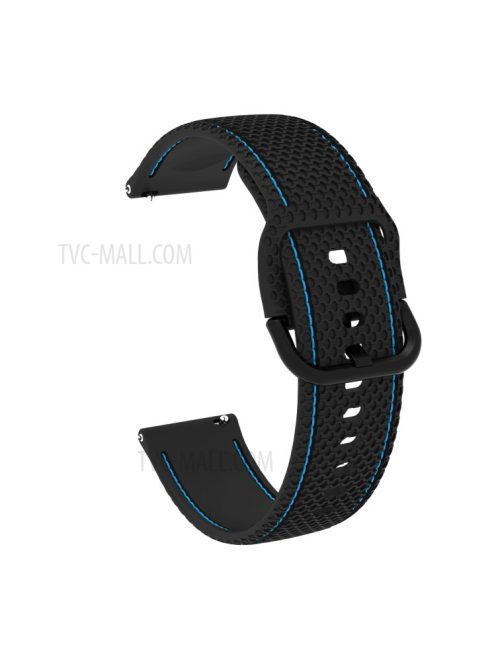 20mm Dual-Color Stitching Line Silicone Watchband Strap Replacement for Samsung Galaxy Watch4 Classic 46mm 42mm/Watch4 44mm 40mm/Gear Sport/Huawei Watch 2 - Black/Blue