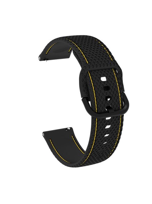 20mm Dual-Color Stitching Line Silicone Watchband Strap Replacement for Samsung Galaxy Watch4 Classic 46mm 42mm/Watch4 44mm 40mm/Gear Sport/Huawei Watch 2 - Black/Yellow