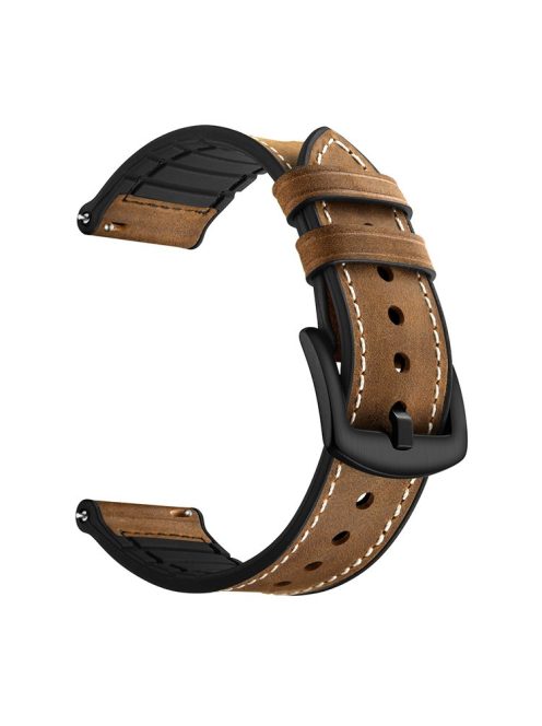 20mm Genuine Leather Coated Silicone Smart Watch Strap for Huawei Watch GT2 42mm - Dark Brown