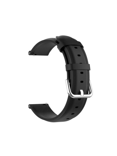 20mm Genuine Leather Smart Watch Band Replacement for Samsung Galaxy Watch Active2/Huawei Watch GT 3 42mm - Black