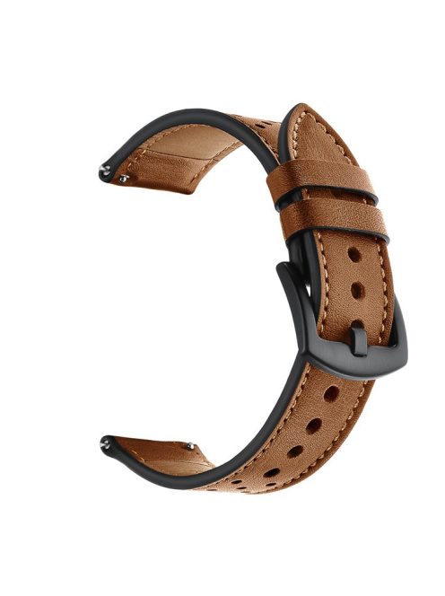 20mm Holes Design Genuine Leather Watch Strap for Huawei Watch GT 2 42mm - Brown