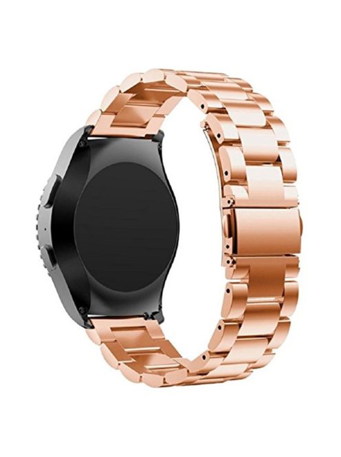 20mm Luxury Three Beads Stainless Steel Metal Watch Strap Replacement with Folding Clasp for Huawei Watch 2 - Rose Gold