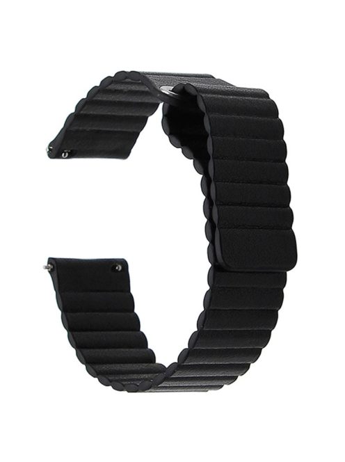 20mm Magnetic Closure Leather+Silicone Smart Watch Strap Replacement for Huawei Watch GT2 42mm - Black