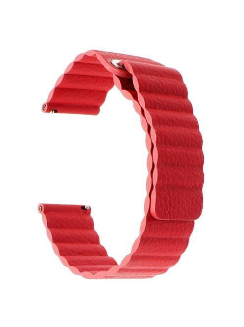 20mm Magnetic Closure Leather+Silicone Smart Watch Strap Replacement for Huawei Watch GT2 42mm - Red