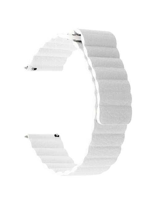 20mm Magnetic Closure Leather+Silicone Smart Watch Strap Replacement for Huawei Watch GT2 42mm - White