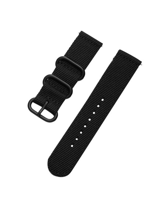 20mm Nylon Watch Band Strap 20mm for Samsung Galaxy Watch4 Classic 46mm 42mm/Watch4 44mm 40mm/Watch Active 2/Huawei Watch GT 42mm - Black