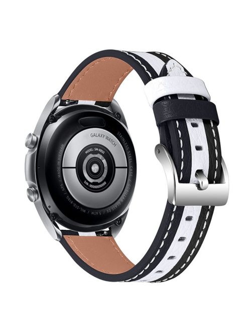 20mm Replacement Watch Strap for Huawei Watch GT 2 42mm/Watch 2 Color Splicing Adjustable Cowhide Leather Wrist Band - Black/White