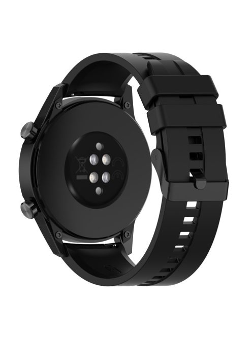 20mm Silicone Adjustable Watch Band Wrist Strap for Huawei Watch GT Runner/Watch GT3 42mm - Black Steel Buckle/Black