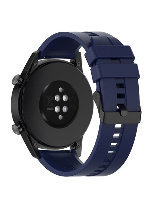 20mm Silicone Adjustable Watch Band Wrist Strap for Huawei Watch GT Runner/Watch GT3 42mm - Black Steel Buckle/Midnight Blue