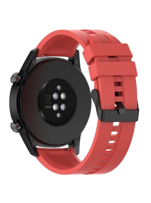 20mm Silicone Adjustable Watch Band Wrist Strap for Huawei Watch GT Runner/Watch GT3 42mm - Black Steel Buckle/Red