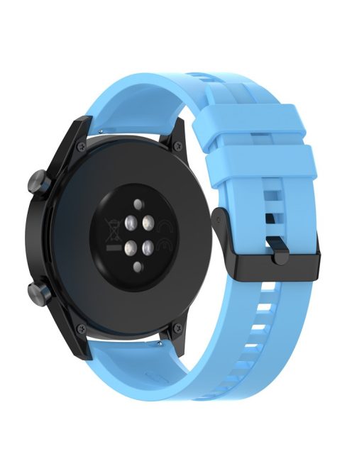 20mm Silicone Adjustable Watch Band Wrist Strap for Huawei Watch GT Runner/Watch GT3 42mm - Black Steel Buckle/Sky Blue