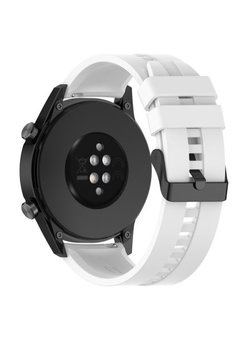 20mm Silicone Adjustable Watch Band Wrist Strap for Huawei Watch GT Runner/Watch GT3 42mm - Black Steel Buckle/White