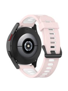   20mm Silicone Stripe Bi-color Watch Strap for Huawei Watch GT2 42mm / Samsung Galaxy Watch6 40mm 44mm / Watch6 Classic 43mm 47mm / Watch 5 40mm 44mm / 5 Pro 45mm / Watch4 40mm 44mm - Pink / White