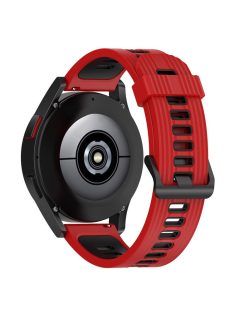   20mm Silicone Stripe Bi-color Watch Strap for Huawei Watch GT2 42mm / Samsung Galaxy Watch6 40mm 44mm / Watch6 Classic 43mm 47mm / Watch 5 40mm 44mm / 5 Pro 45mm / Watch4 40mm 44mm - Red / Black