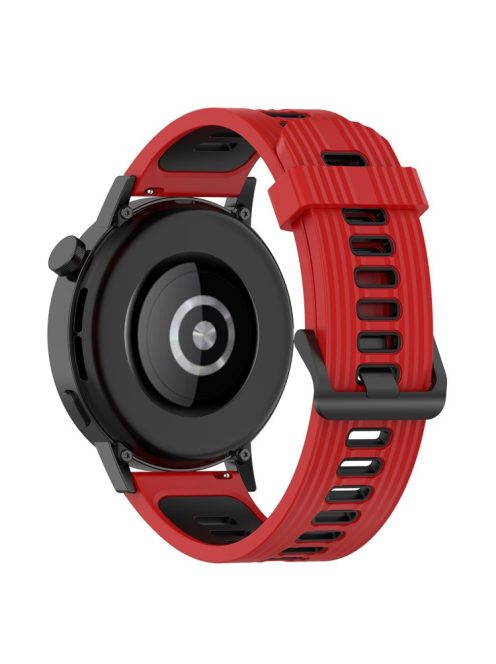 20mm Stripes Design Bi-color Silicone Soft Watch Band Adjustable Wrist Strap for Huawei Watch GT3 42mm/Samsung Galaxy Watch4 40mm/44mm - Red/Black