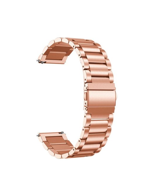 22mm 3 Beads Stainless Steel Smart Watch Butterfly Buckle Replacement Strap for Ticwatch/Moto 360 II 460/Samsung Gear S3 Classic/Huawei Watch GT - Rose Gold