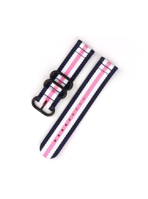 22mm Buckle Closure Nylon Watch Strap for Samsung Galaxy Watch 46mm/Huawei Watch GT 46mm - Blue / White / Pink