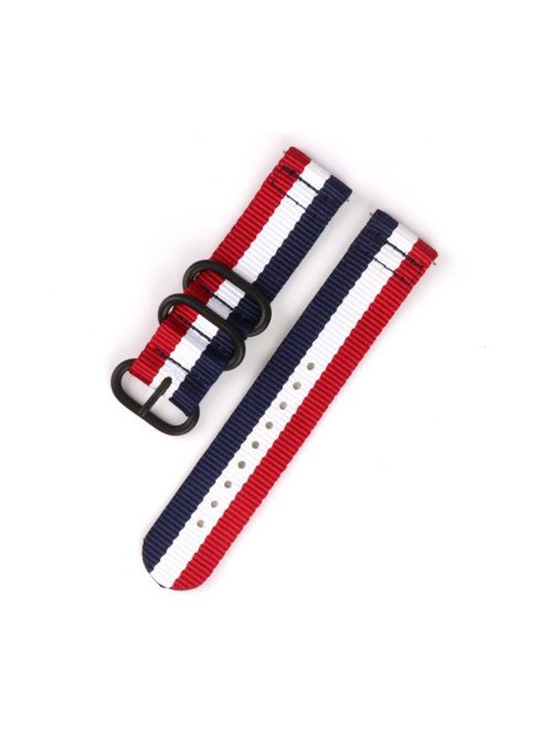 22mm Buckle Closure Nylon Watch Strap for Samsung Galaxy Watch 46mm/Huawei Watch GT 46mm - Red / White / Blue