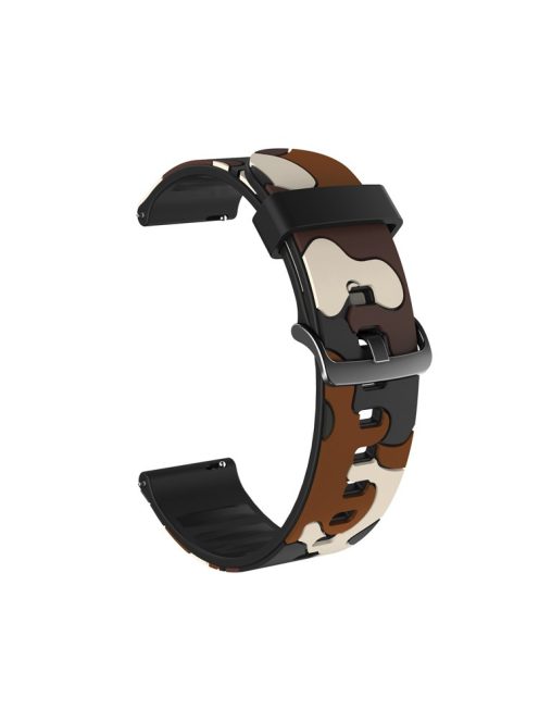 22mm Camouflage Skin Flexible Silicone Watch Band for Samsung Gear S3/Galaxy Watch 46mm/Huawei GT2 46mm/Huami Amazfit Watch 1/2/GTR 47mm - Brown